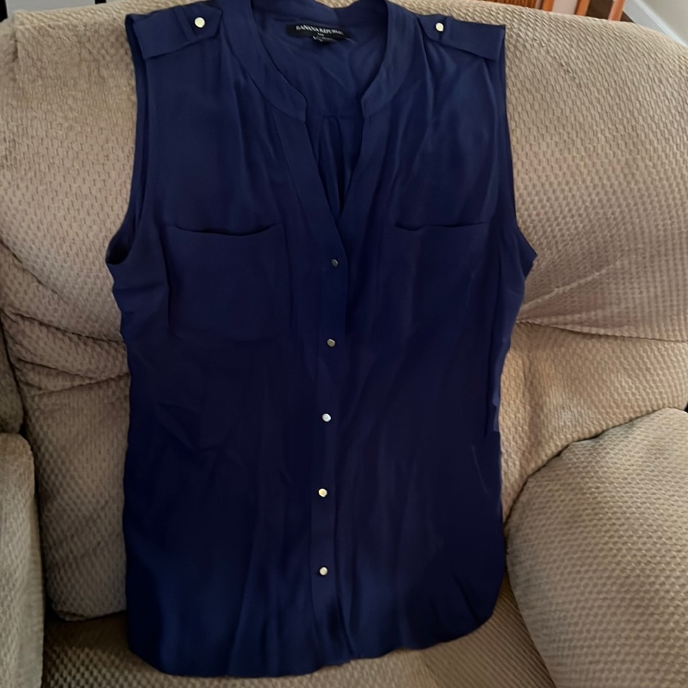 Navy blue sleeveless blouse